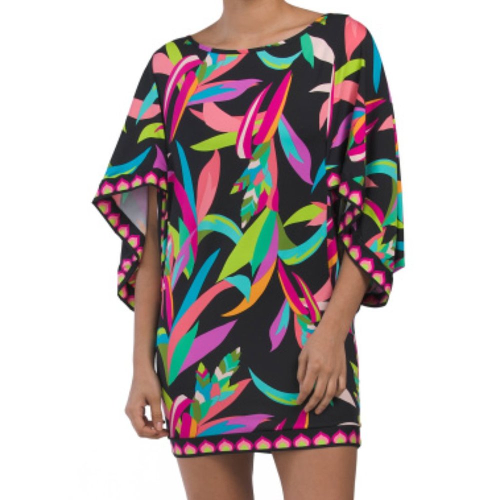 NEW TRINA TURK Birds Of Paradise Tunic Swimsuit Swim Cover-up Dress S or M